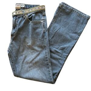 Londonjean Boho Belted Look Low Rise Flare Bootcut Dark Wash Jeans